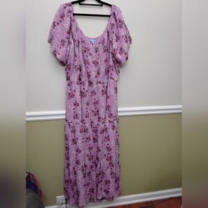 Draper James 3x Floral Purple Maxi Dress